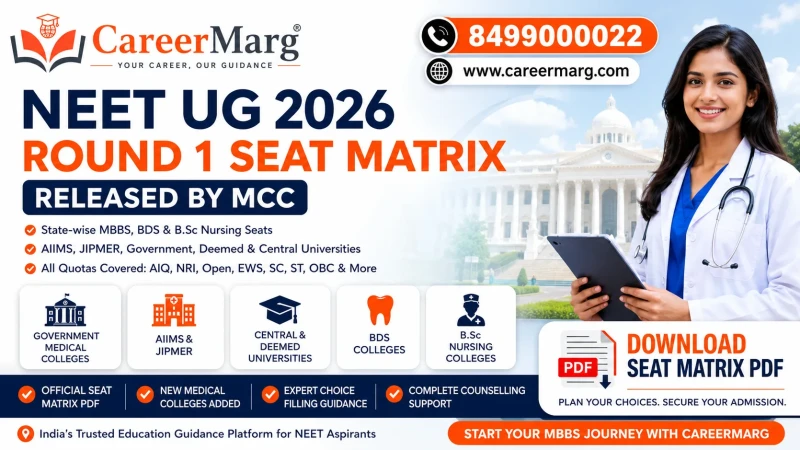 NEET UG 2026 Seat Matrix Released by MCC: Complete Guide to Round 1 MBBS, BDS & B.Sc Nursing Seats